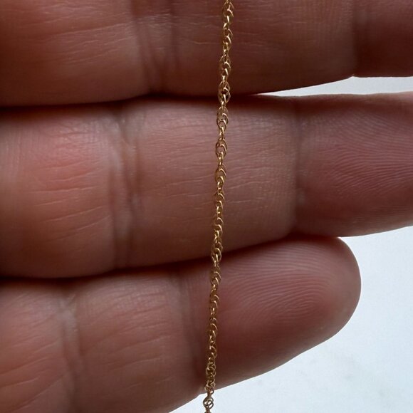 Dainty 14K Yellow Gold Rope Chain Necklace Fine Minimalist Gold - Picture 2 of 8